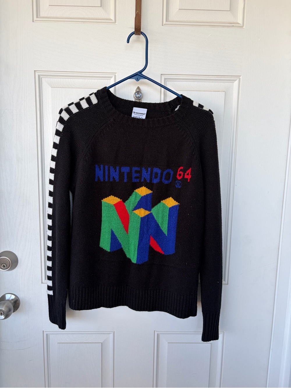 Nintendo Black Crewneck Sweater with Multicolor N Logo